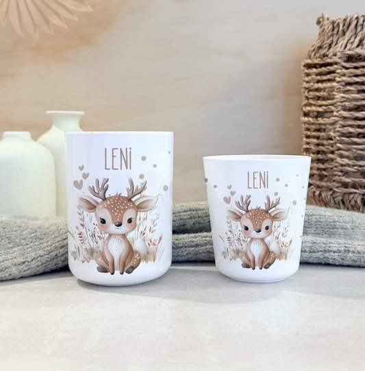 Kinderbecher Tiere, Trinkbecher aus Kunststoff, personalisiert mit Namen,Kindergartenkinder, Zahnputzbecher