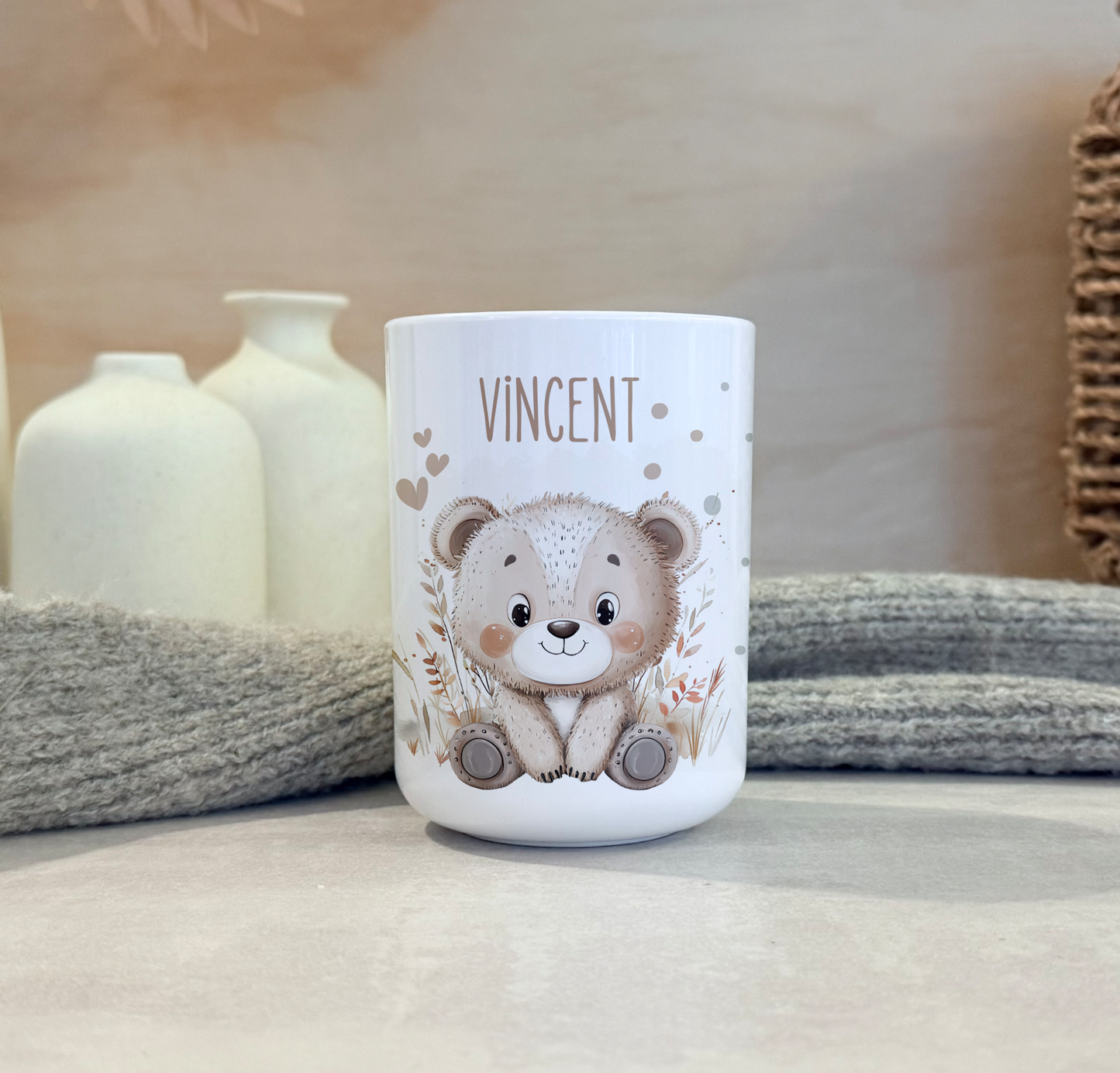 Kinderbecher Tiere, Trinkbecher aus Kunststoff, personalisiert mit Namen,Kindergartenkinder, Zahnputzbecher