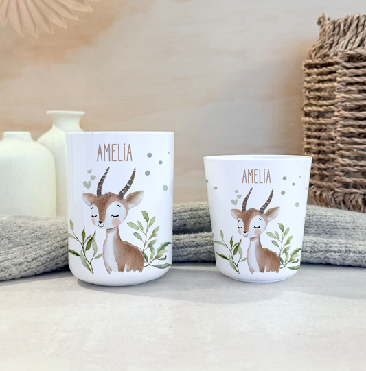 Kinderbecher Tiere, Trinkbecher aus Kunststoff, personalisiert mit Namen,Kindergartenkinder, Zahnputzbecher