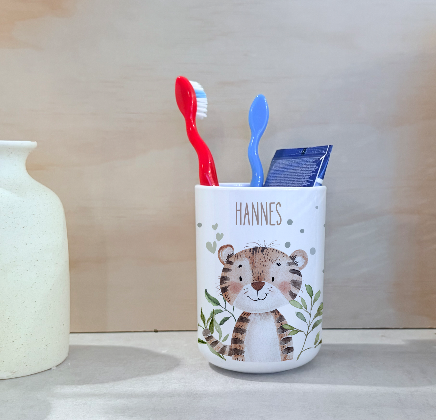 Kinderbecher Tiere, Trinkbecher aus Kunststoff, personalisiert mit Namen,Kindergartenkinder, Zahnputzbecher