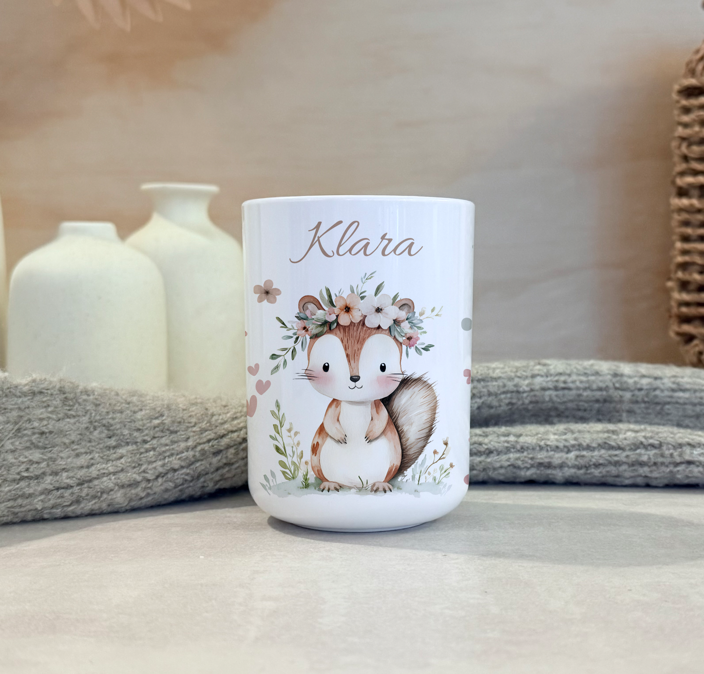 Kinderbecher Tiere, Trinkbecher aus Kunststoff, personalisiert mit Namen,Kindergartenkinder, Zahnputzbecher