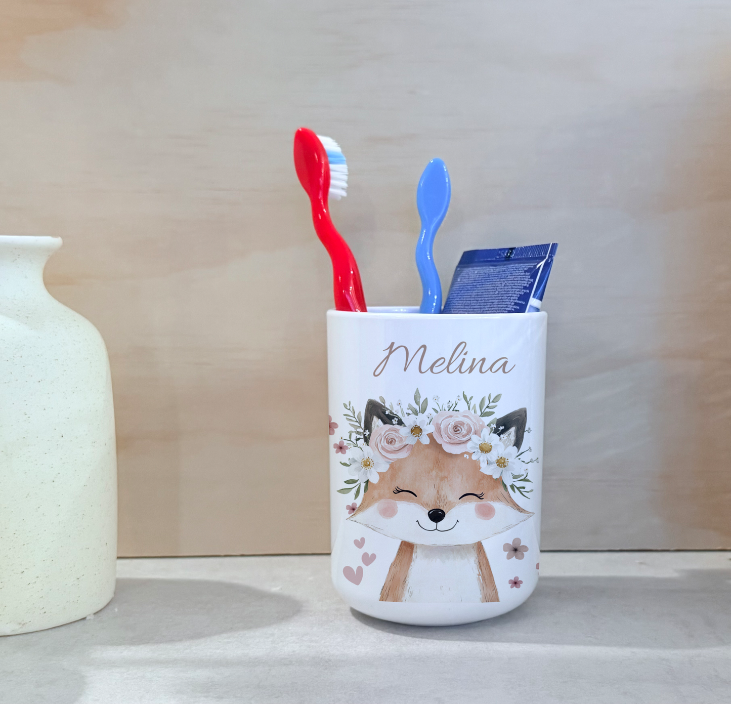 Kinderbecher Tiere, Trinkbecher aus Kunststoff, personalisiert mit Namen,Kindergartenkinder, Zahnputzbecher