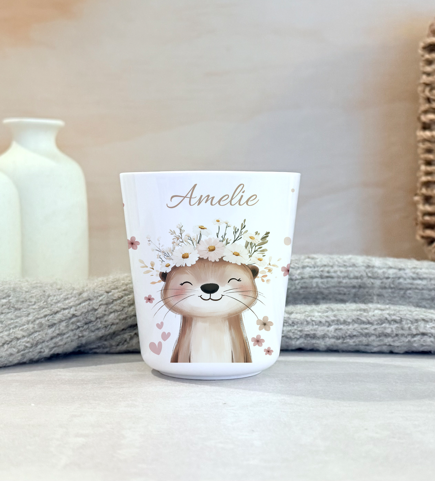 Kinderbecher Tiere, Trinkbecher aus Kunststoff, personalisiert mit Namen,Kindergartenkinder, Zahnputzbecher