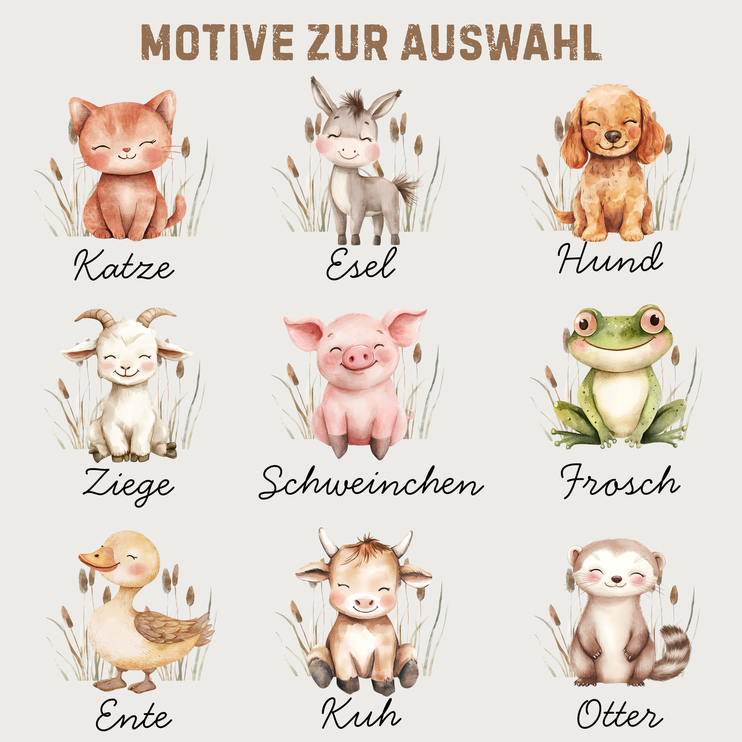 Personalisierte Kinder-Trinkflasche 500 ml | Edelstahl, Süße Tiere, Bauernhof Tiere & Name | Geschenk zur Geburt, Taufe Geburtstag