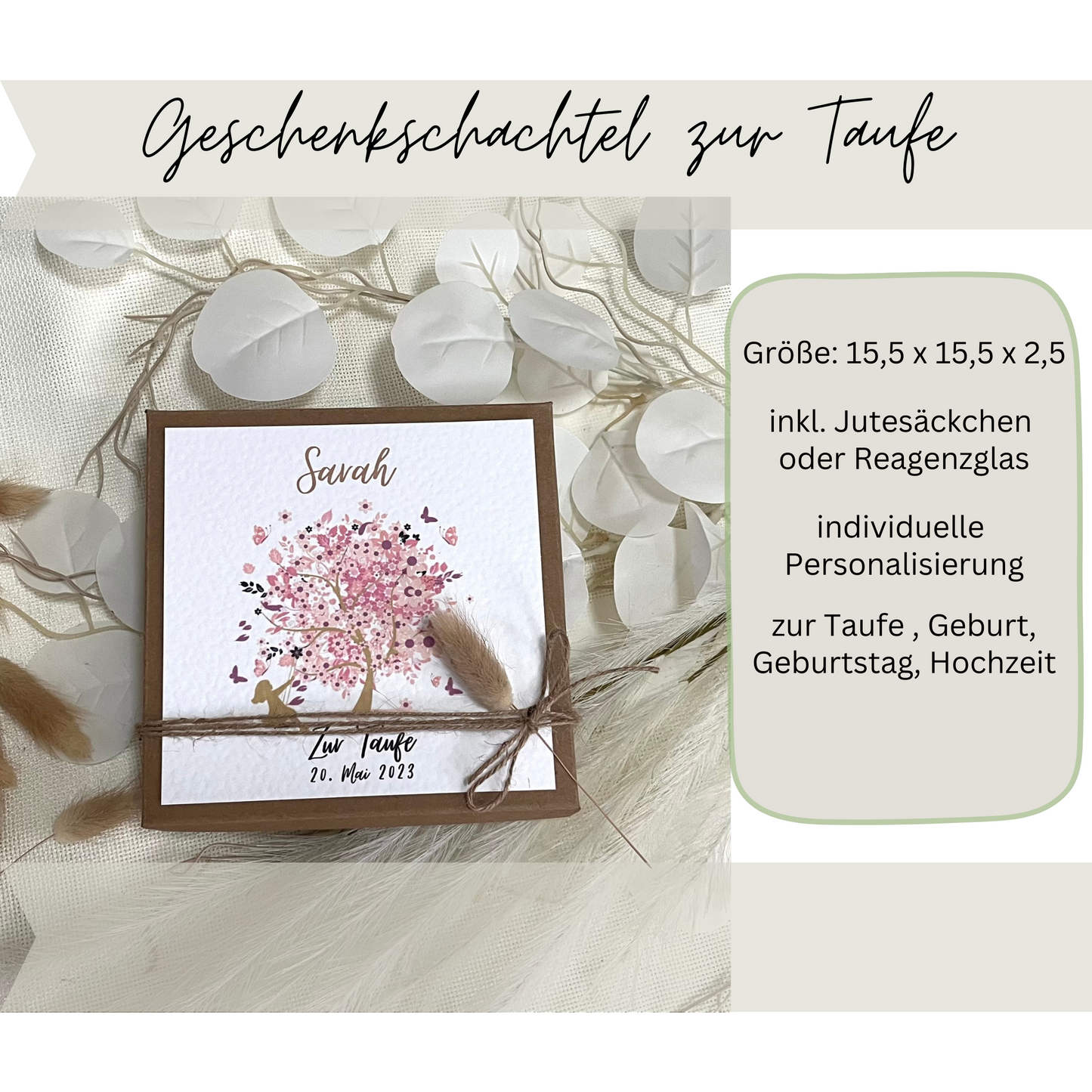 Geschenkschachtel Taufe | Taufgeschenk | Geldgeschenk für Mädchen und Jungen | personalisiert | Taufpaten Geschenk