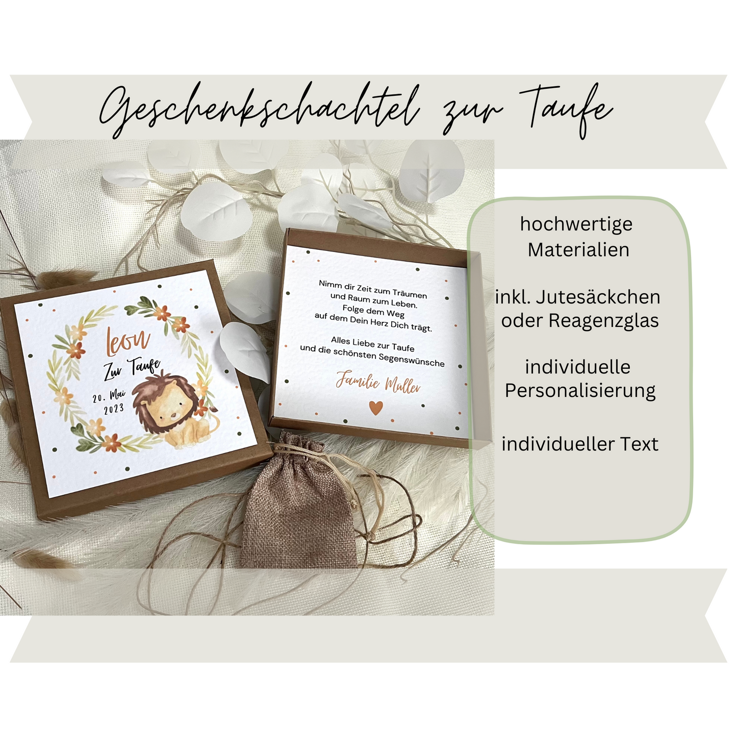 Geschenkschachtel Taufe | Taufgeschenk | Geldgeschenk für Mädchen und Jungen | personalisiert | Taufpaten Geschenk