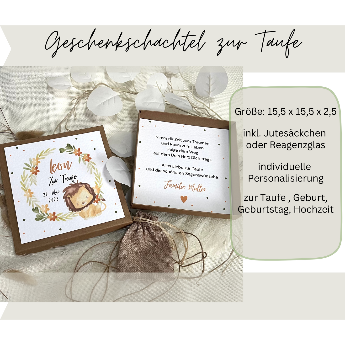 Geschenkschachtel Taufe | Taufgeschenk | Geldgeschenk für Mädchen und Jungen | personalisiert | Taufpaten Geschenk