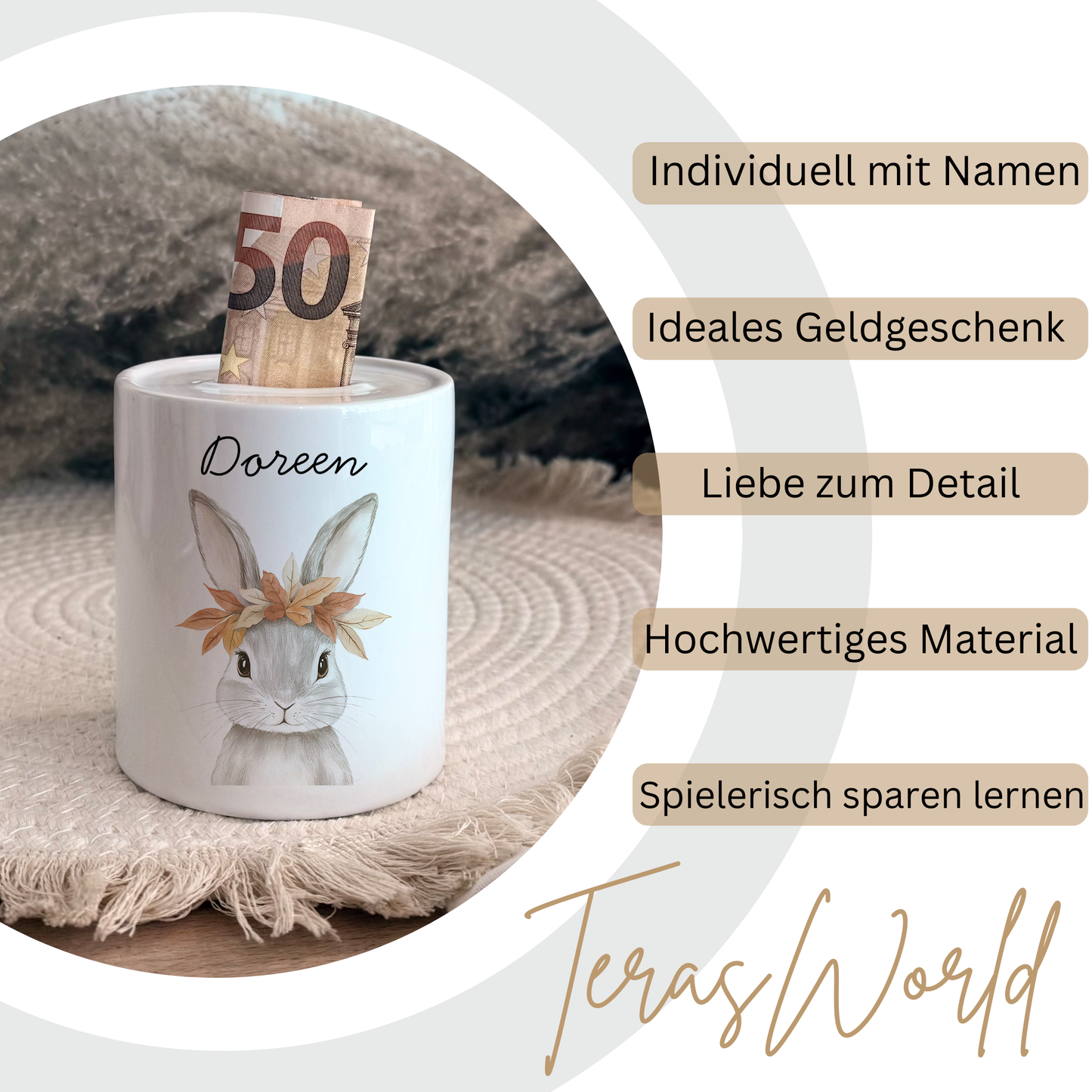 Personalisierte Spardose Kind Geschenk Geburt Taufe Geburtstag Wal Auto Waldtiere Regenbogen Geldgeschenk Baby Kinder Keramik Sparbüchse