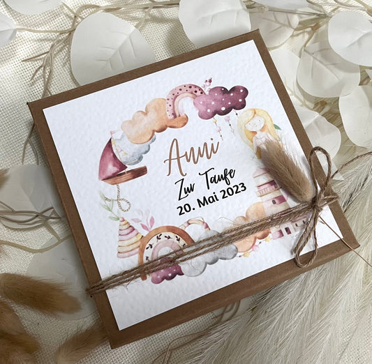Geschenkschachtel Taufe | Taufgeschenk | Geldgeschenk für Mädchen und Jungen | personalisiert | Taufpaten Geschenk