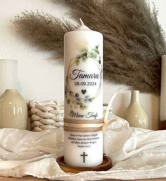 Taufkerze Eukalyptus Floral Blumen Für  Jungen und Mädchen