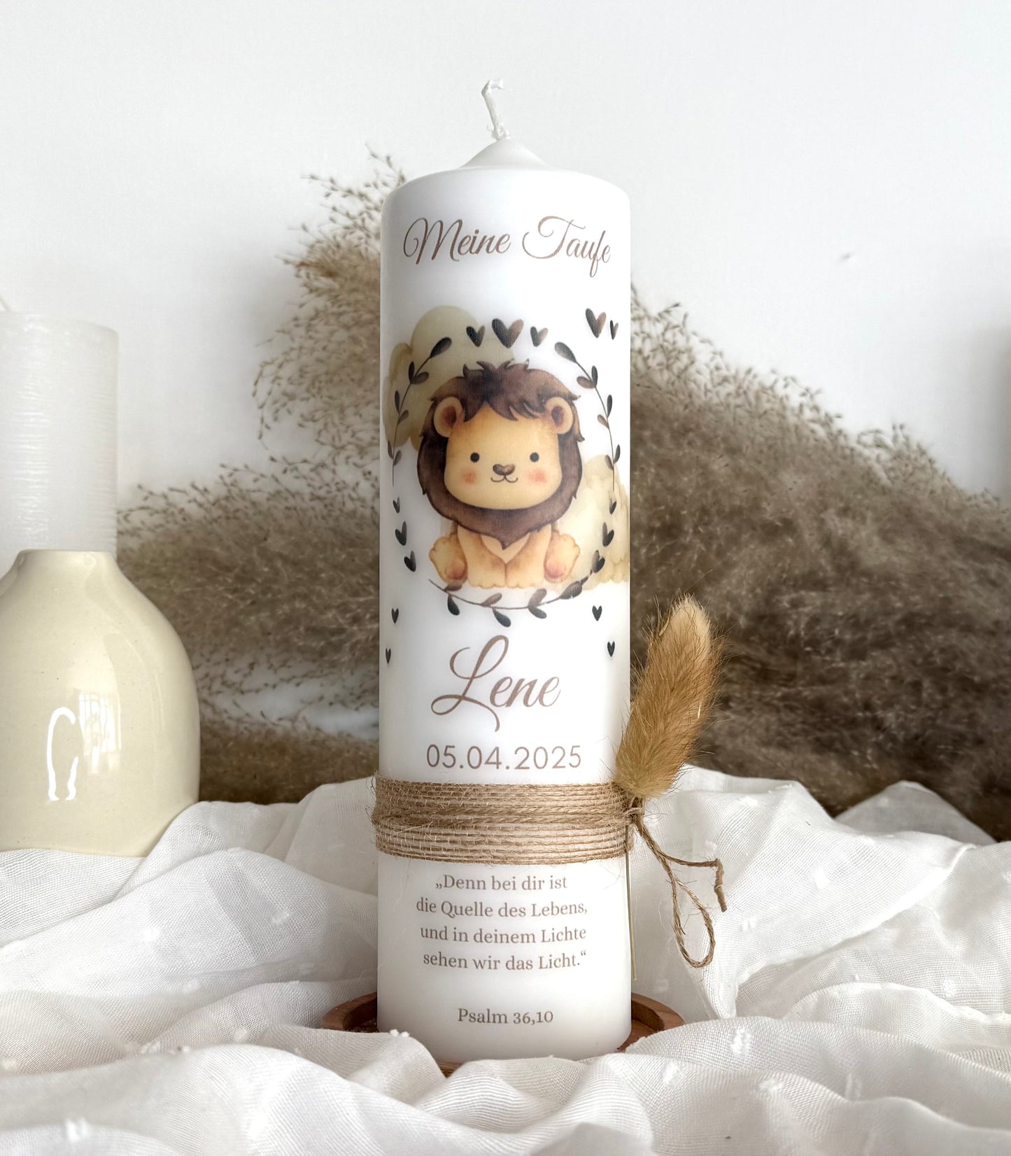 Taufkerze  Löwe Für  Jungen und Mädchen