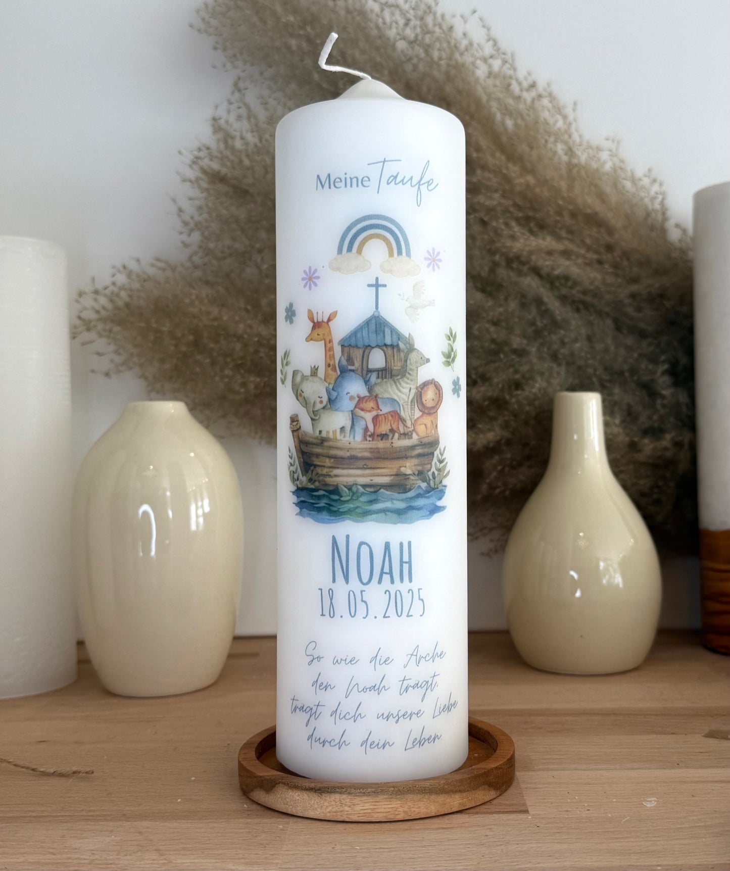 Taufkerze Noahs Arche Für Jungen und  Mädchen