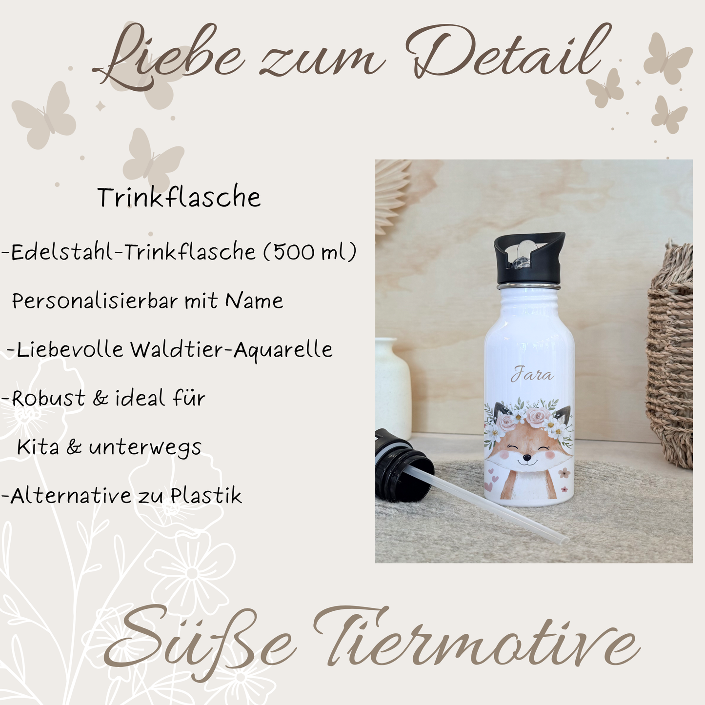 Geschenkset Personalisierte Kinder-Trinkflasche 500 ml Spardose Tasse Emaille