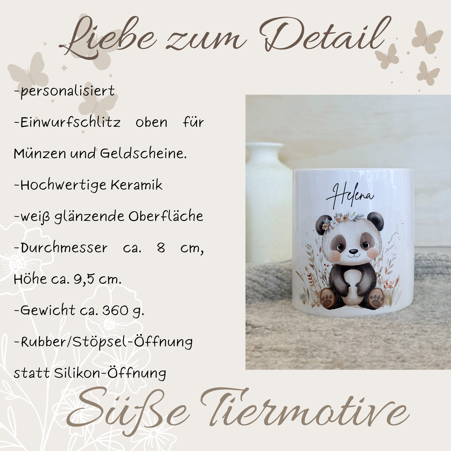 Geschenkset Personalisierte Kinder-Trinkflasche 500 ml Spardose Tasse Emaille