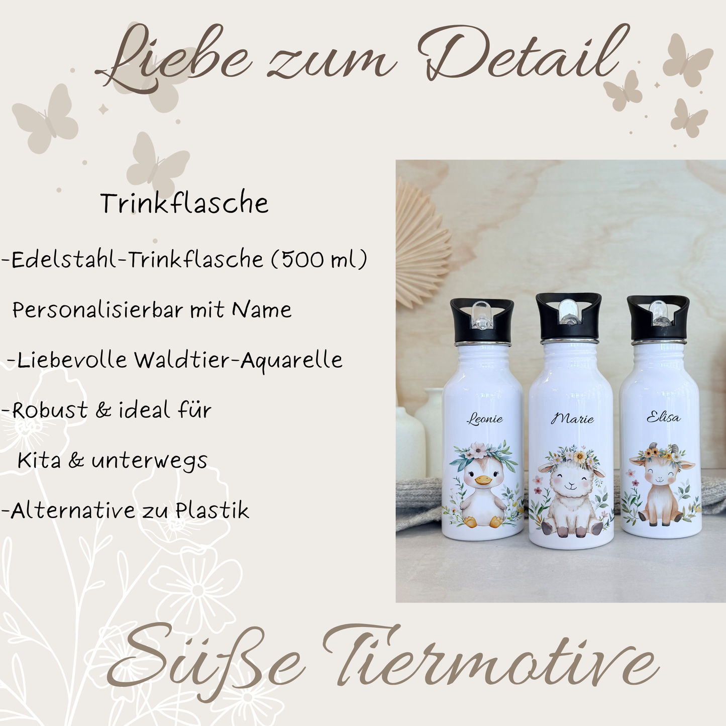 Geschenkset Personalisierte Kinder-Trinkflasche 500 ml Spardose Tasse Emaille