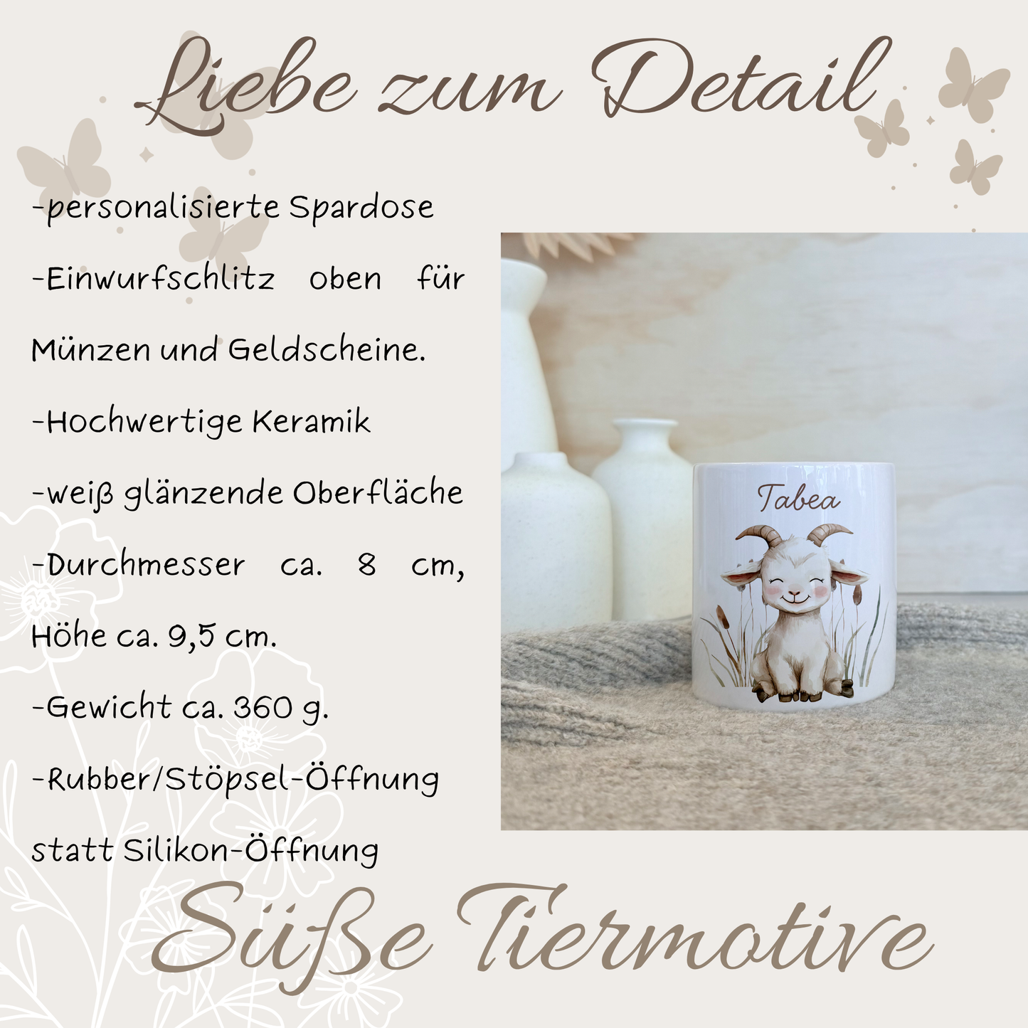 Geschenkset Personalisierte Kinder-Trinkflasche 500 ml Spardose Tasse Emaille