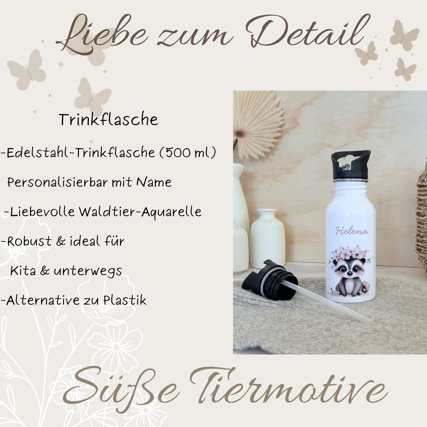 Geschenkset Personalisierte Kinder-Trinkflasche 500 ml Spardose Tasse Emaille
