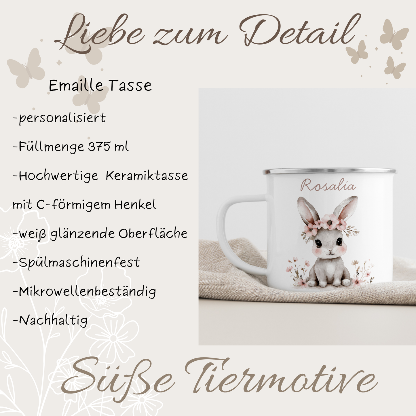 Geschenkset Personalisierte Kinder-Trinkflasche 500 ml Spardose Tasse Emaille