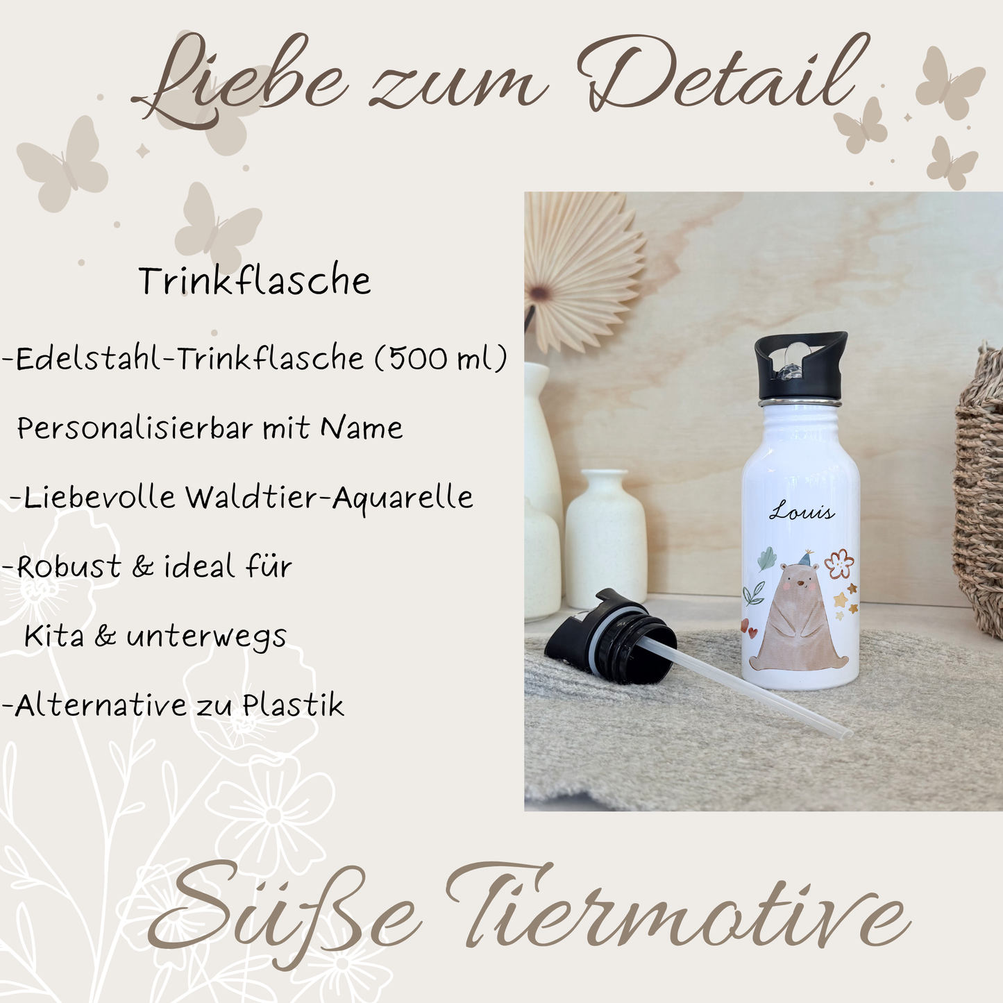 Geschenkset Personalisierte Kinder-Trinkflasche 500 ml Spardose Tasse Emaille