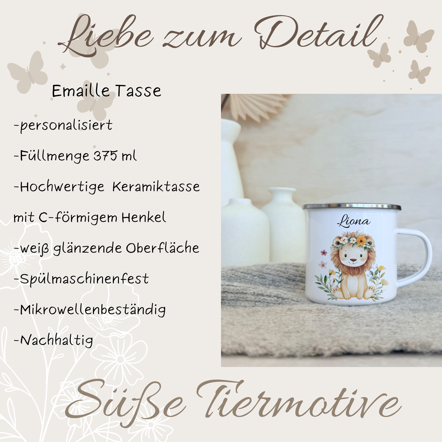 Geschenkset Personalisierte Kinder-Trinkflasche 500 ml Spardose Tasse Emaille