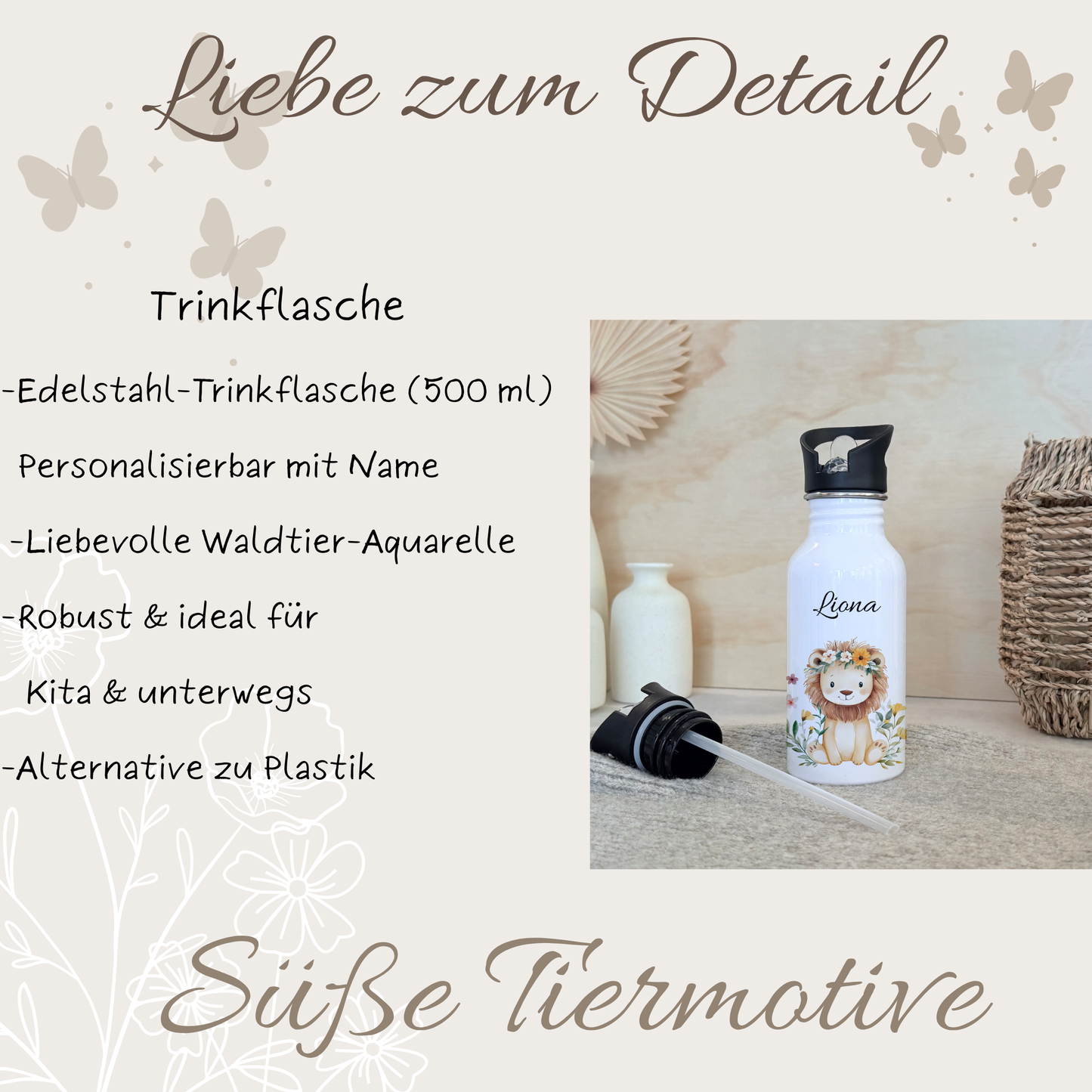 Geschenkset Personalisierte Kinder-Trinkflasche 500 ml Spardose Tasse Emaille
