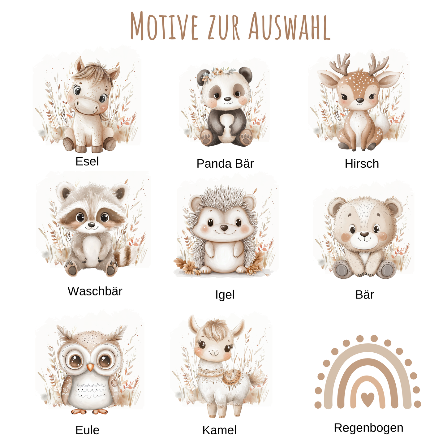 Personalisierte Kinder-Trinkflasche 500 ml | Edelstahl, Waldtier-Motive & Name | Geschenk zur Geburt, Taufe Geburtstag