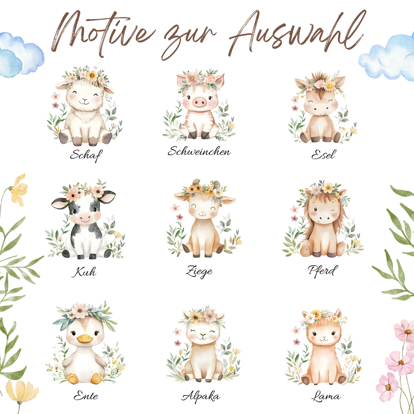 Personalisierte Kinder-Trinkflasche 500 ml | Edelstahl, Bauernhof Tiere & Name | Geschenk zur Geburt, Taufe Geburtstag (Kopie)