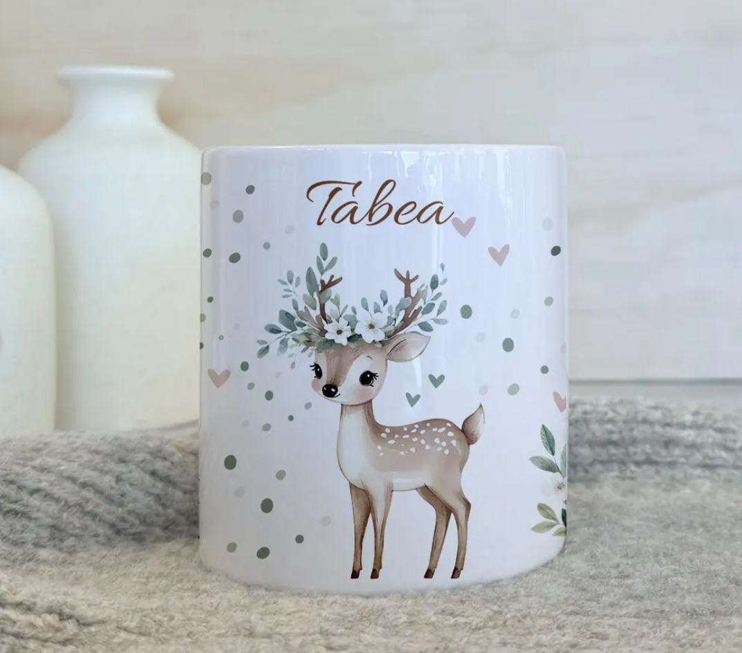 Personalisierte Spardose Kind 004 Geschenk Geburt Taufe Geburtstag Waldtiere Geldgeschenk Baby Kinder Keramik Sparbüchse