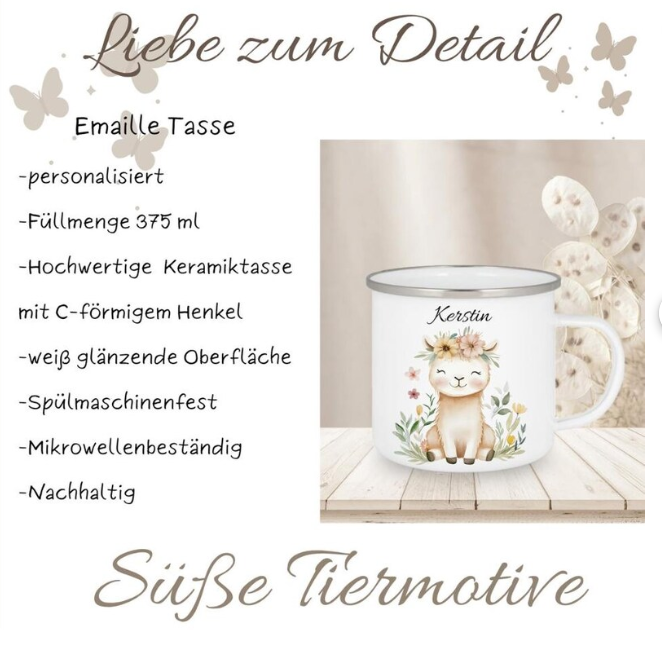 Geschenkset Personalisierte Kinder-Trinkflasche 500 ml Spardose Tasse Emaille