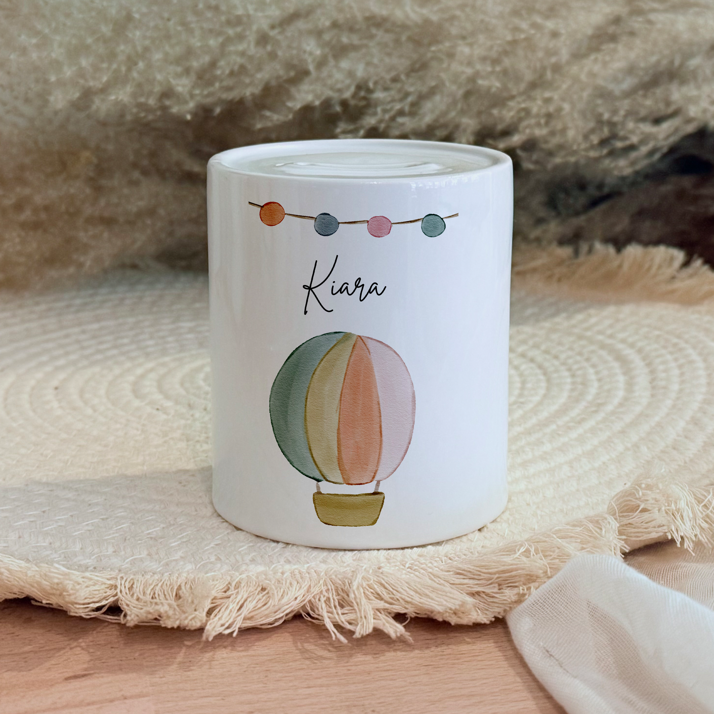 Personalisierte Spardose Kind Geschenk Geburt Taufe Geburtstag Waldtiere Geldgeschenk Baby Kinder Keramik Sparbüchse