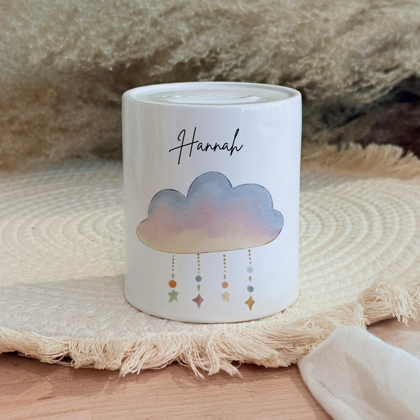 Personalisierte Spardose Kind Geschenk Geburt Taufe Geburtstag Waldtiere Geldgeschenk Baby Kinder Keramik Sparbüchse