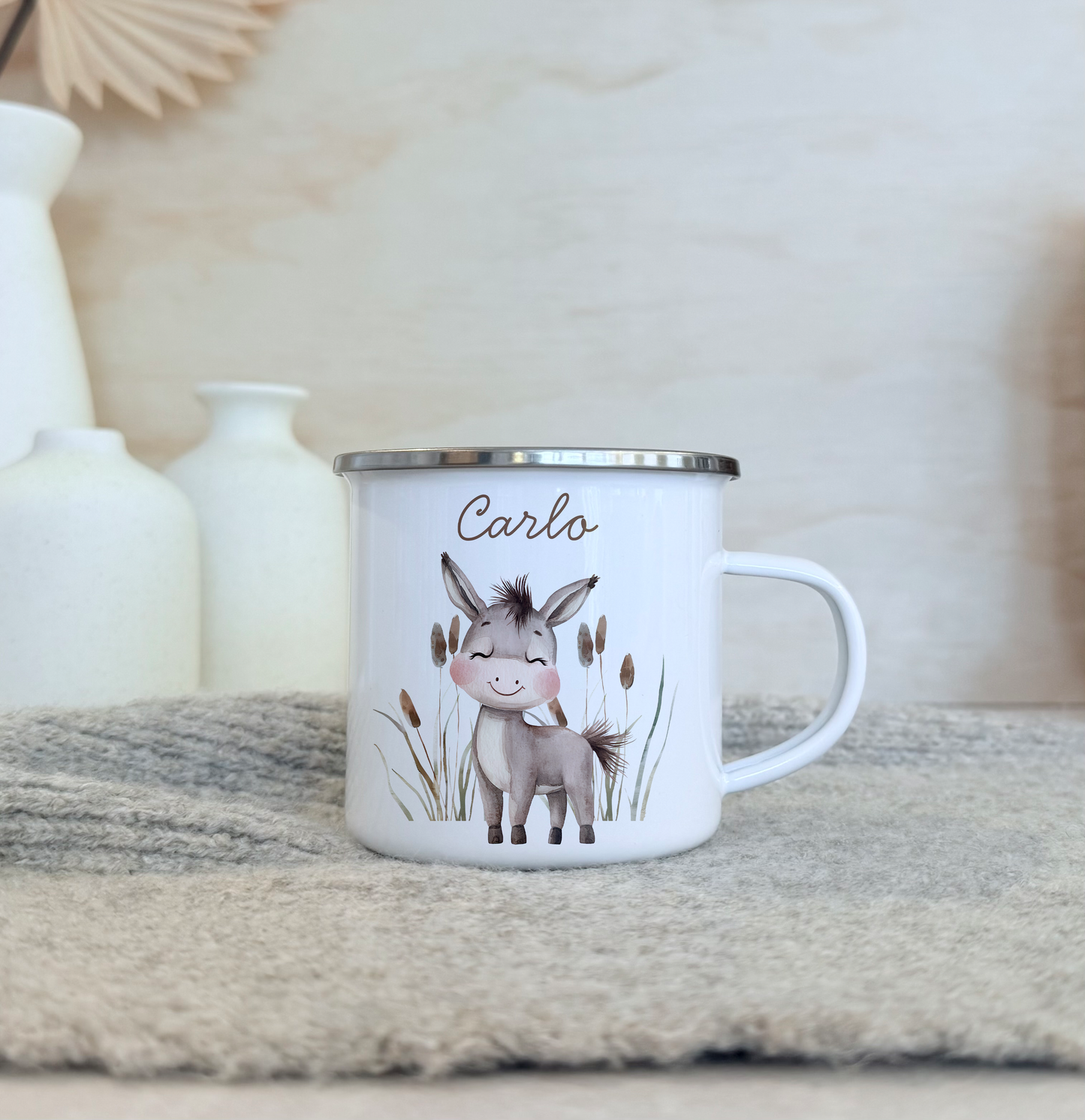 Geschenkset Personalisierte Kinder-Trinkflasche 500 ml Spardose Tasse Emaille