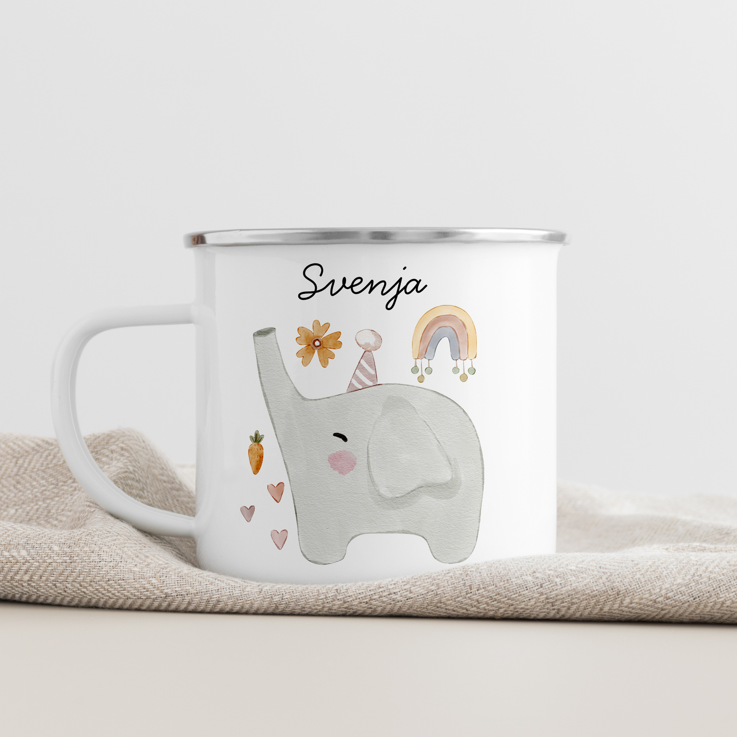 Geschenkset Personalisierte Kinder-Trinkflasche 500 ml Spardose Tasse Emaille