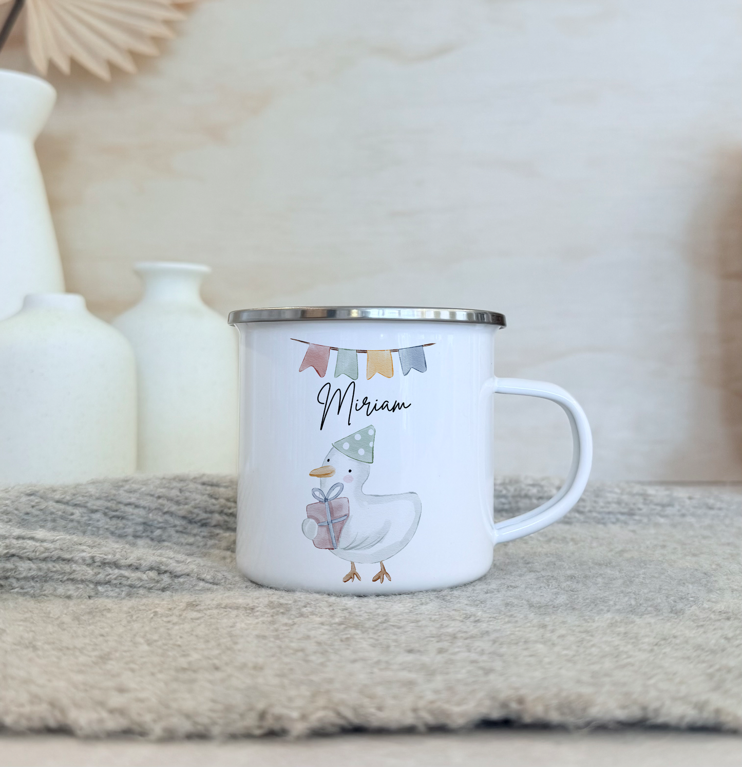 Geschenkset Personalisierte Kinder-Trinkflasche 500 ml Spardose Tasse Emaille