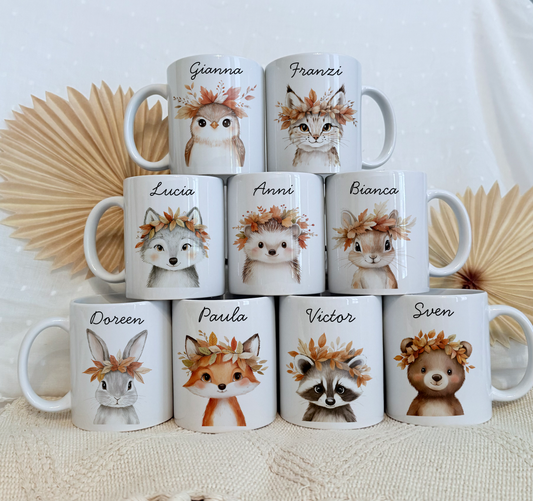 Personalisierte Tasse Kinder |Kindertasse Tiere| Kinderbecher Safari Wald Hof |Kindertasse Junge Mädchen |Geschenkidee Kinder