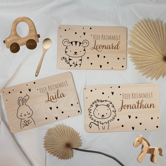 Frühstücksbrettchen Kinder, Baby Geschenk, A01 Brettchen personalisiert, Geburtstagsgeschenk, Frühstücksbrett, Taufgeschenk, 1. Geburtstag