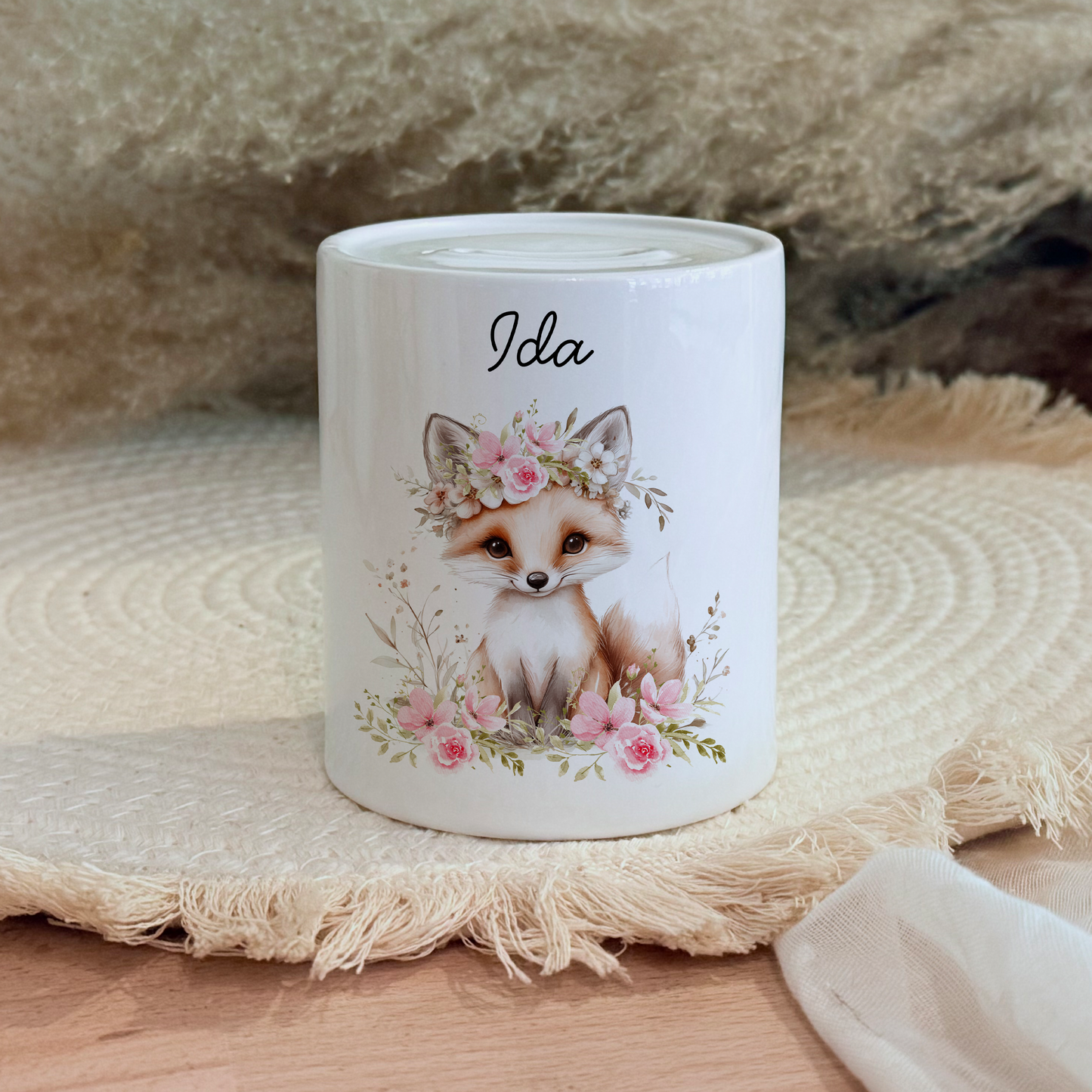 Personalisierte Spardose Kind Geschenk Geburt Taufe Geburtstag Wal Auto Waldtiere Regenbogen Geldgeschenk Baby Kinder Keramik Sparbüchse