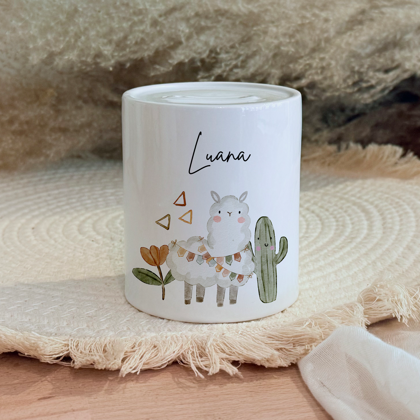 Personalisierte Spardose Kind Geschenk Geburt Taufe Geburtstag Waldtiere Geldgeschenk Baby Kinder Keramik Sparbüchse