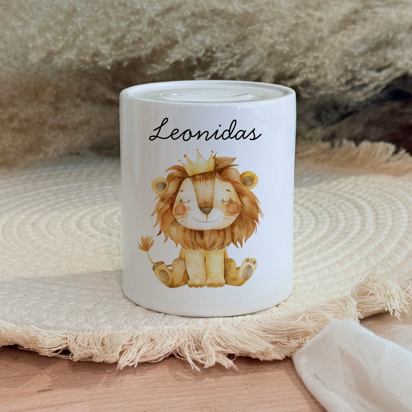 Personalisierte Spardose Kind Geschenk Geburt Taufe Geburtstag Wal Auto Waldtiere Regenbogen Geldgeschenk Baby Kinder Keramik Sparbüchse