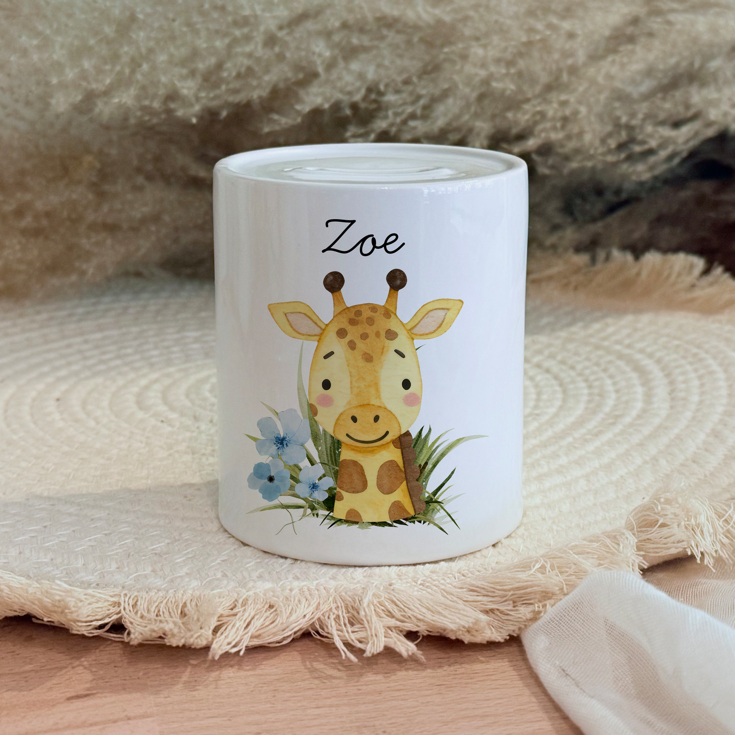 Personalisierte Spardose Kind Geschenk Geburt Taufe Geburtstag Wal Auto Waldtiere Regenbogen Geldgeschenk Baby Kinder Keramik Sparbüchse