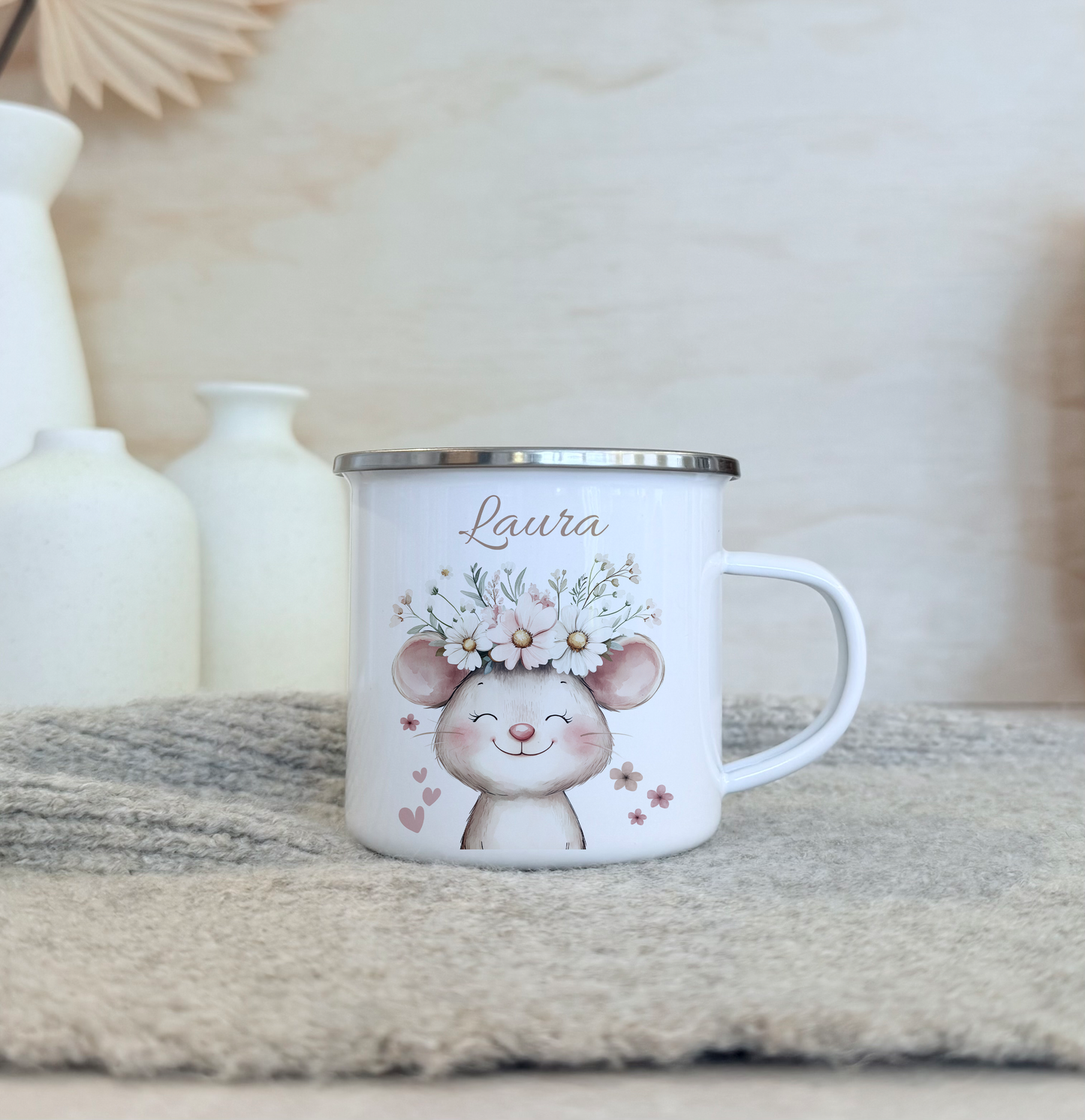 Geschenkset Personalisierte Kinder-Trinkflasche 500 ml Spardose Tasse Emaille