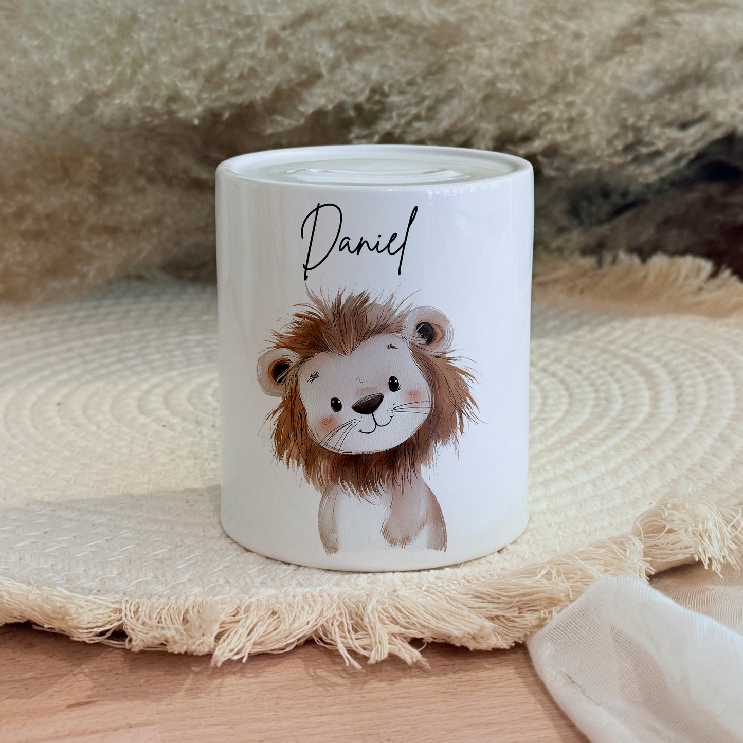 Personalisierte Spardose Kind Geschenk Geburt Taufe Geburtstag Safaritiere Waldtiere Safaritiere Bauernhof Geldgeschenk Baby Kinder Keramik Sparbüchse