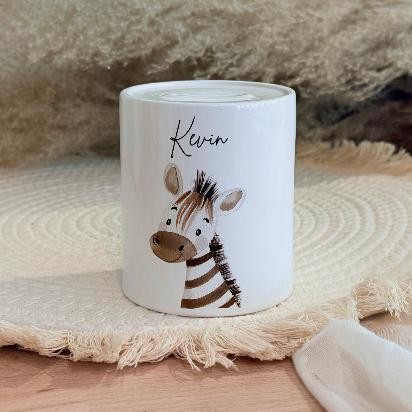 Personalisierte Spardose Kind Geschenk Geburt Taufe Geburtstag Safaritiere Waldtiere Safaritiere Bauernhof Geldgeschenk Baby Kinder Keramik Sparbüchse