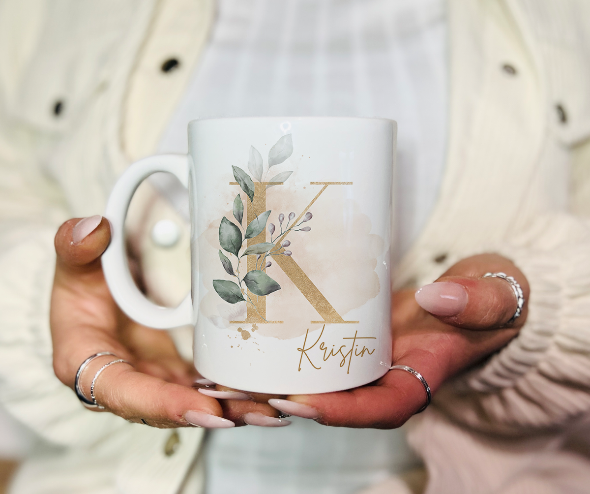 Personalisierte Tasse mit Namen, Buchstaben und Wunschtext Für Männer und Frauen