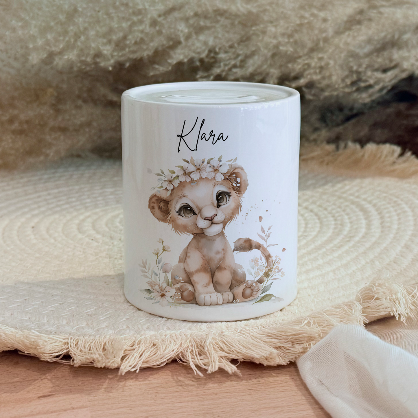 Personalisierte Spardose Kind Geschenk Geburt Taufe Geburtstag Wal Auto Waldtiere Regenbogen Geldgeschenk Baby Kinder Keramik Sparbüchse