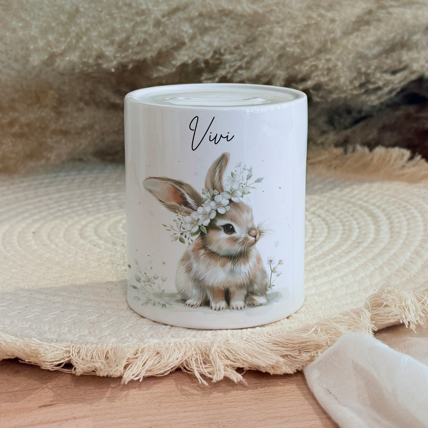 Personalisierte Spardose Kind Geschenk Geburt Taufe Geburtstag Wal Auto Waldtiere Regenbogen Geldgeschenk Baby Kinder Keramik Sparbüchse