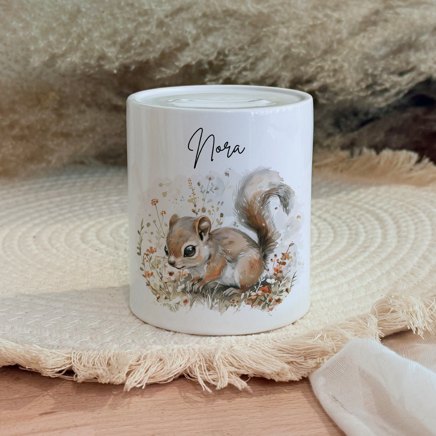 Personalisierte Spardose Kind Geschenk Geburt Taufe Geburtstag Wal Auto Waldtiere Regenbogen Geldgeschenk Baby Kinder Keramik Sparbüchse