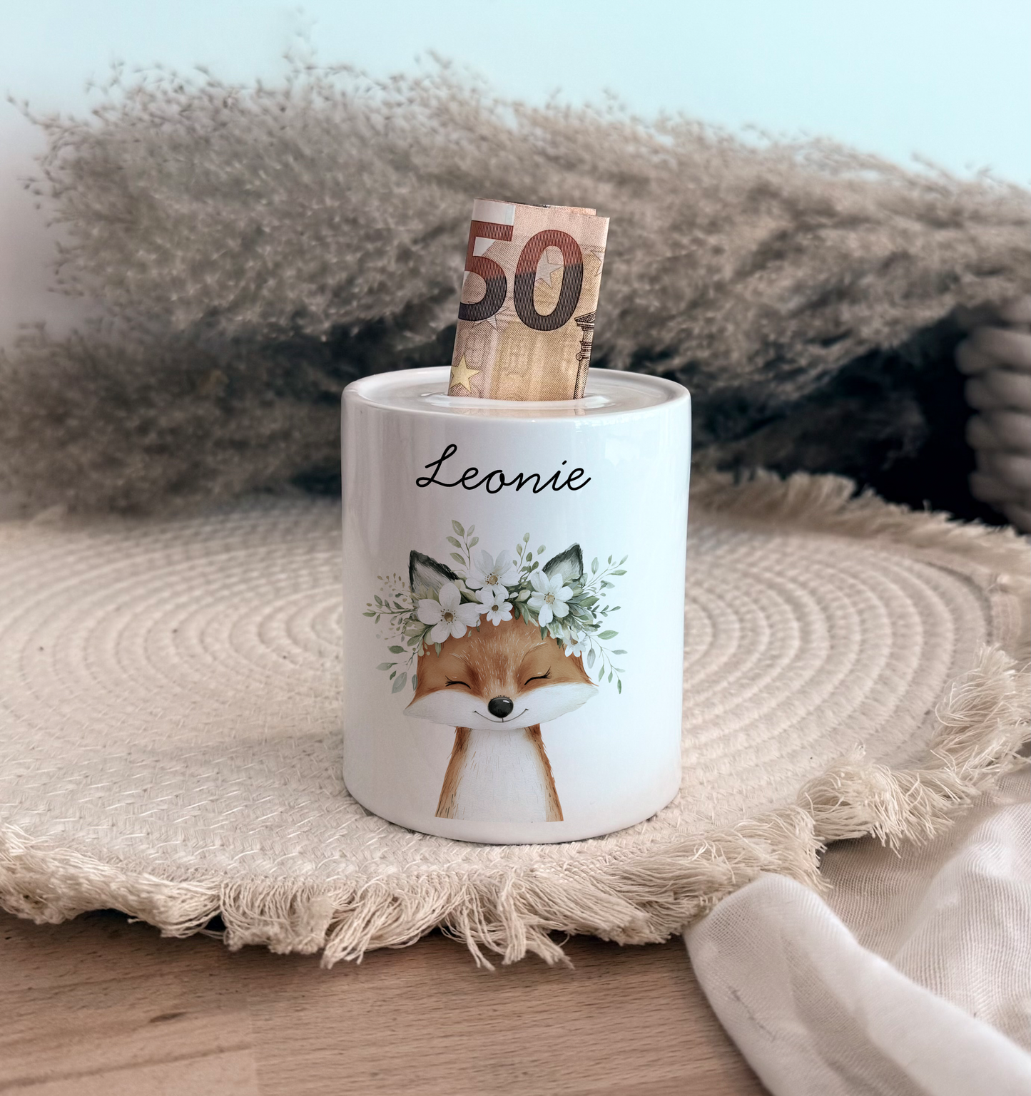 Personalisierte Spardose Kind Geschenk Geburt Taufe Geburtstag Wal Auto Waldtiere Regenbogen Geldgeschenk Baby Kinder Keramik Sparbüchse