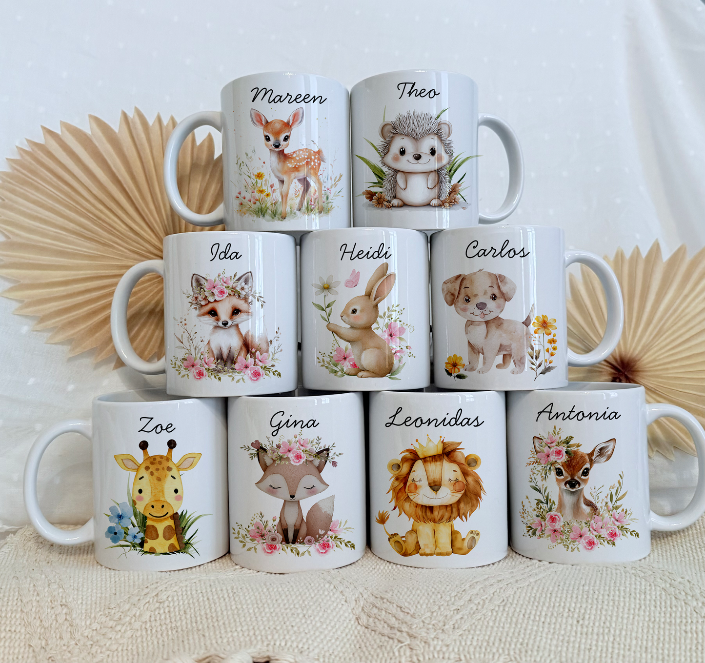 Personalisierte Tasse Kinder |Kindertasse Tiere| Kinderbecher Safari Wald Hof |Kindertasse Junge Mädchen |Geschenkidee Kinder