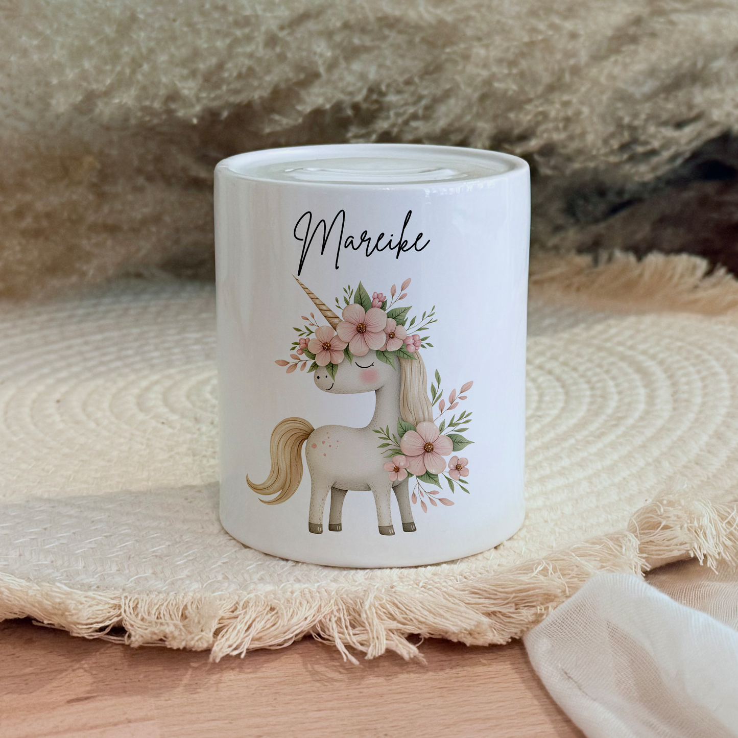Personalisierte Spardose Kind Geschenk Geburt Taufe Geburtstag Märchenwelt Geldgeschenk Baby Kinder Keramik Sparbüchse Mädchen Fee Märchen